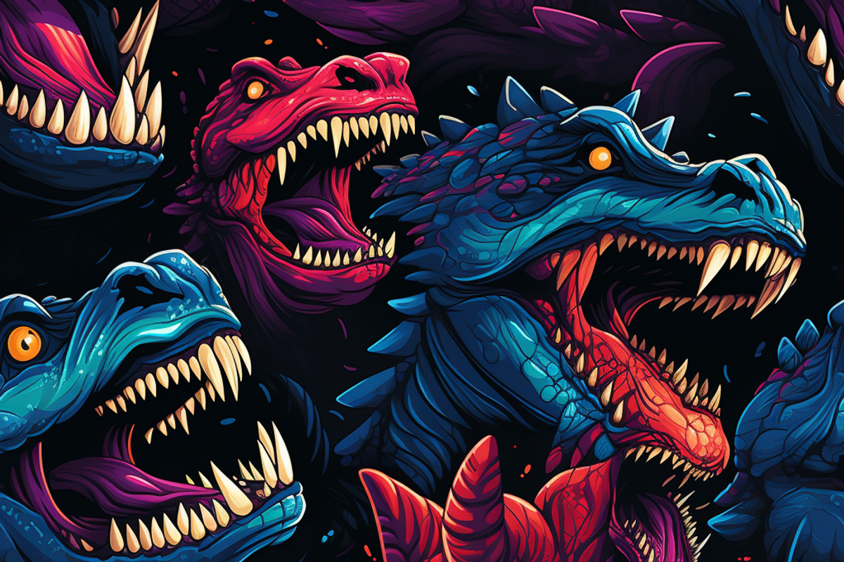 12 Seamless scary dinosaurs digital, a Pattern Graphic by ZaaxPrintables (Photo 7 of 7)