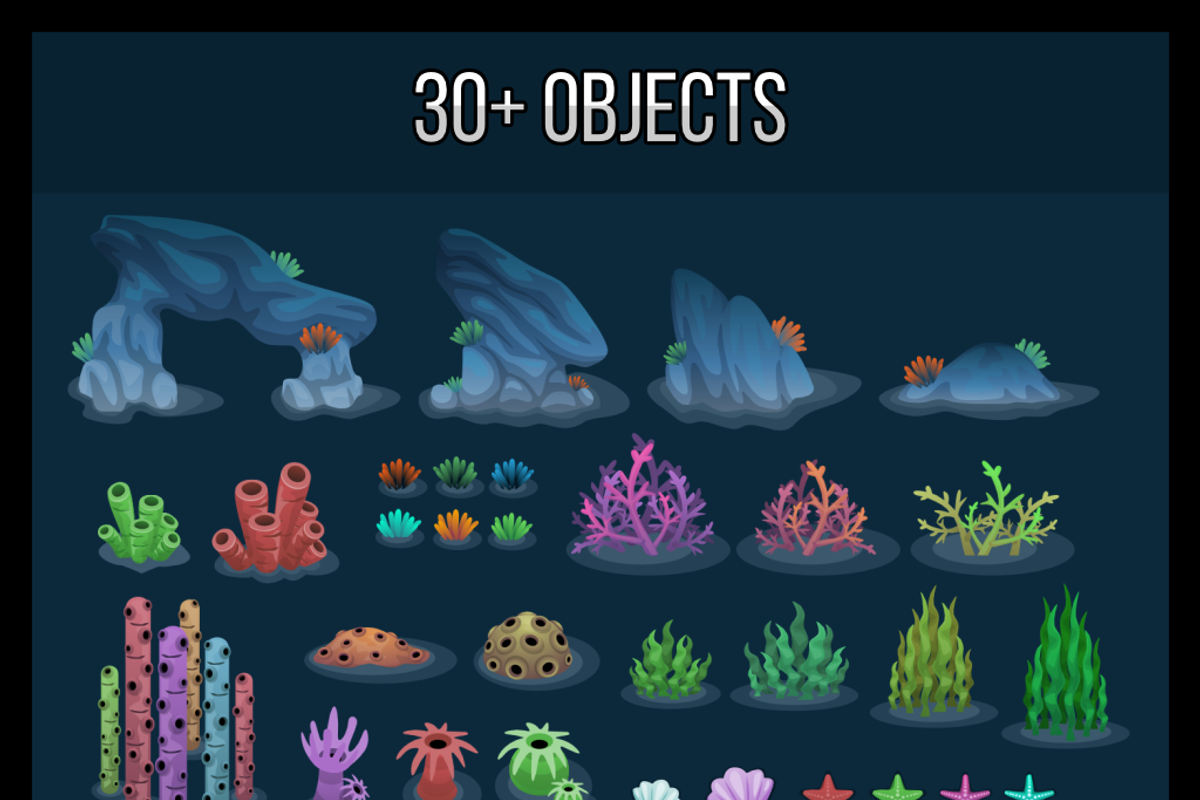 Underwater Top-Down Tileset, a Background Graphic by pzUH (Photo 4 of 4)