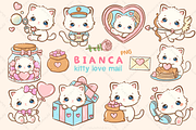 Kawaii White Cat Valentines, an Animal Illustration by Blumensdiary (Thumbnail 1 of 5)