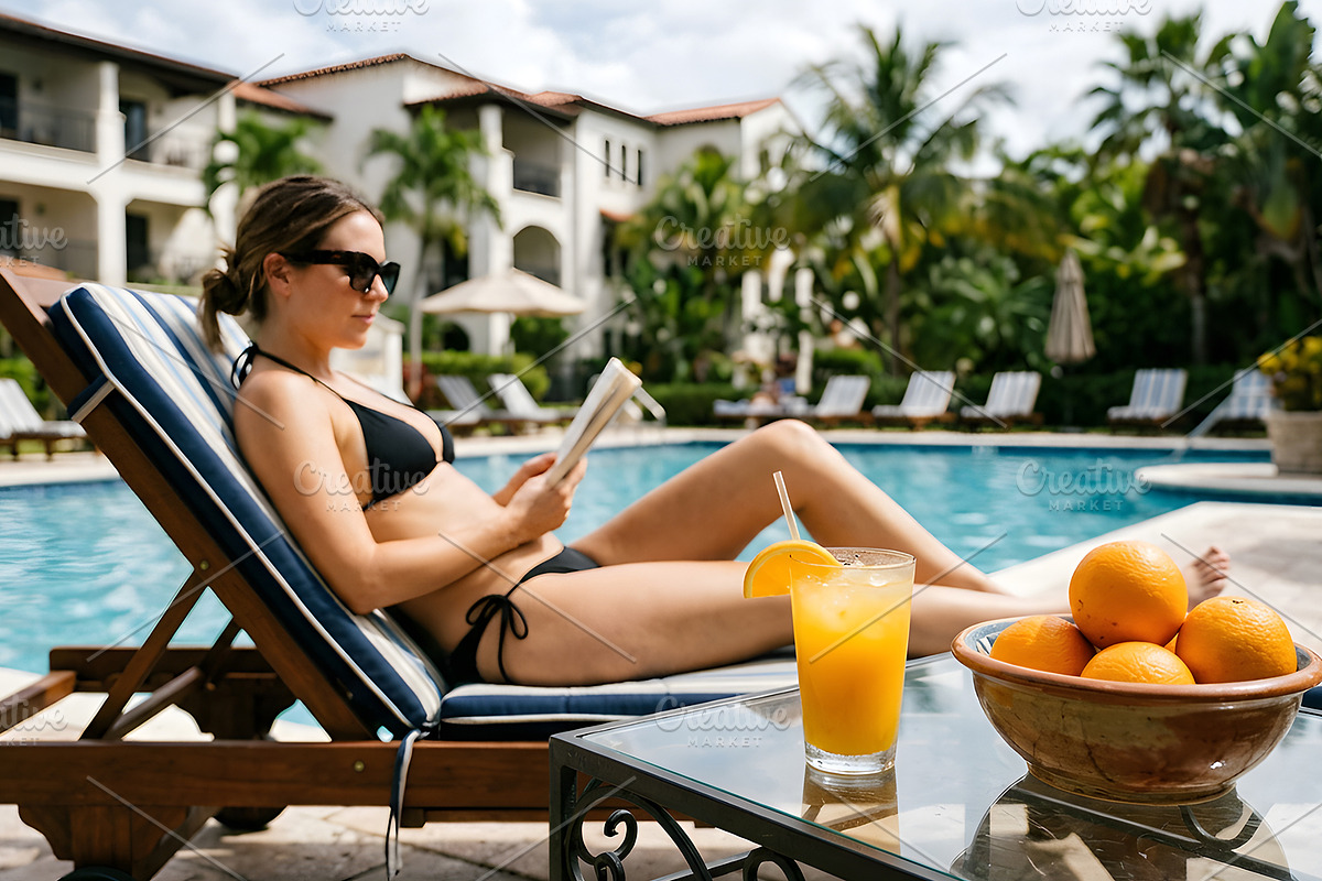 Woman in bikini in summer pool, a Holiday Photo by nandinigraphics (Photo 2 of 3)
