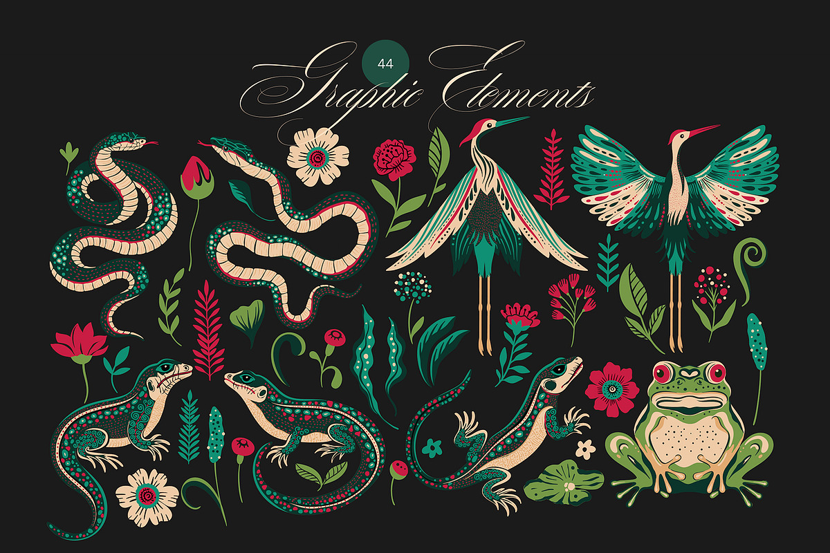 Mystic Forest Dark Floral Bundle, an Animal Illustration by Red Ink (Photo 4 of 9)