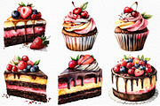 Watercolor Bakery Clipart, an Illustration by Craft Nest (Thumbnail 4 of 8)