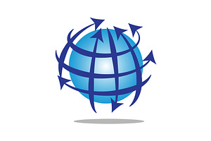 Globe with lines and arrows