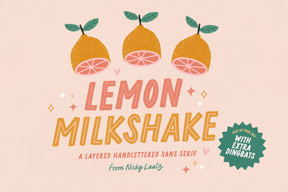 Lemon Milkshake Typeface and Dings, a Font by Nicky Laatz (Photo 1 of 21)