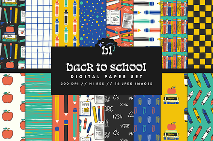Back to School Pattern Set, a Pattern Graphic by Brandi Lea Designs