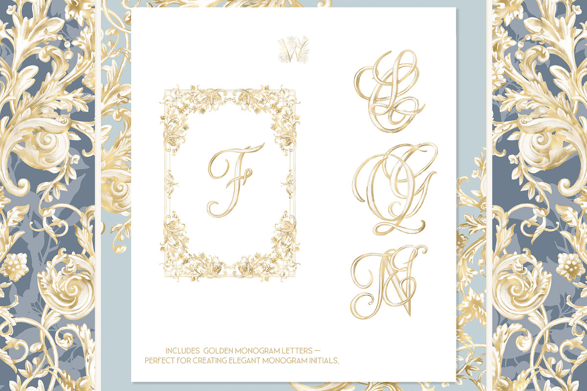 Gold Wedding Crest Watercolor Set, a Decorative Illustration by WonderWonder (Photo 9 of 9)