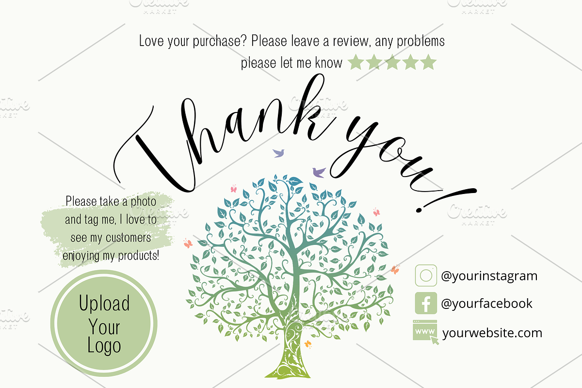 Tree Thank You Business Card Canva, a Business Card Template by Emerald Eyes Design (Photo 2 of 2)