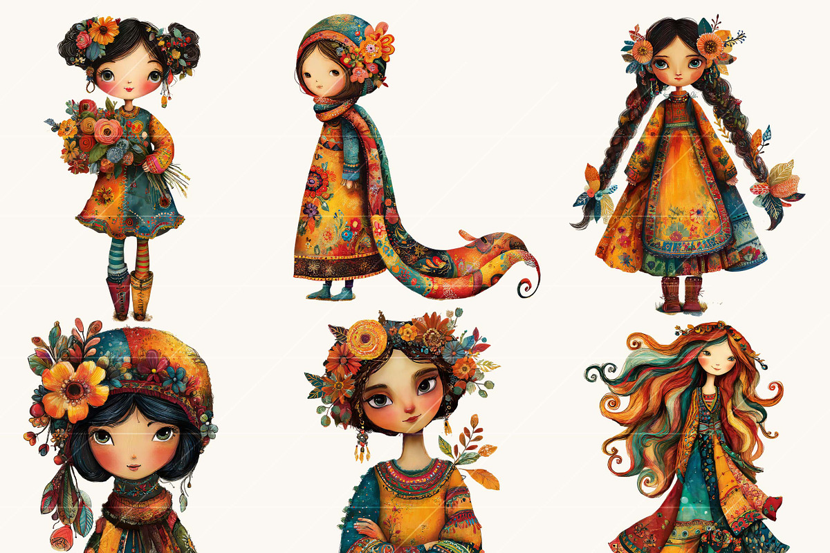 Whimsical Quirky Girl Clipart Bundle, a Person Illustration by BusyDaydesign (Photo 2 of 9)
