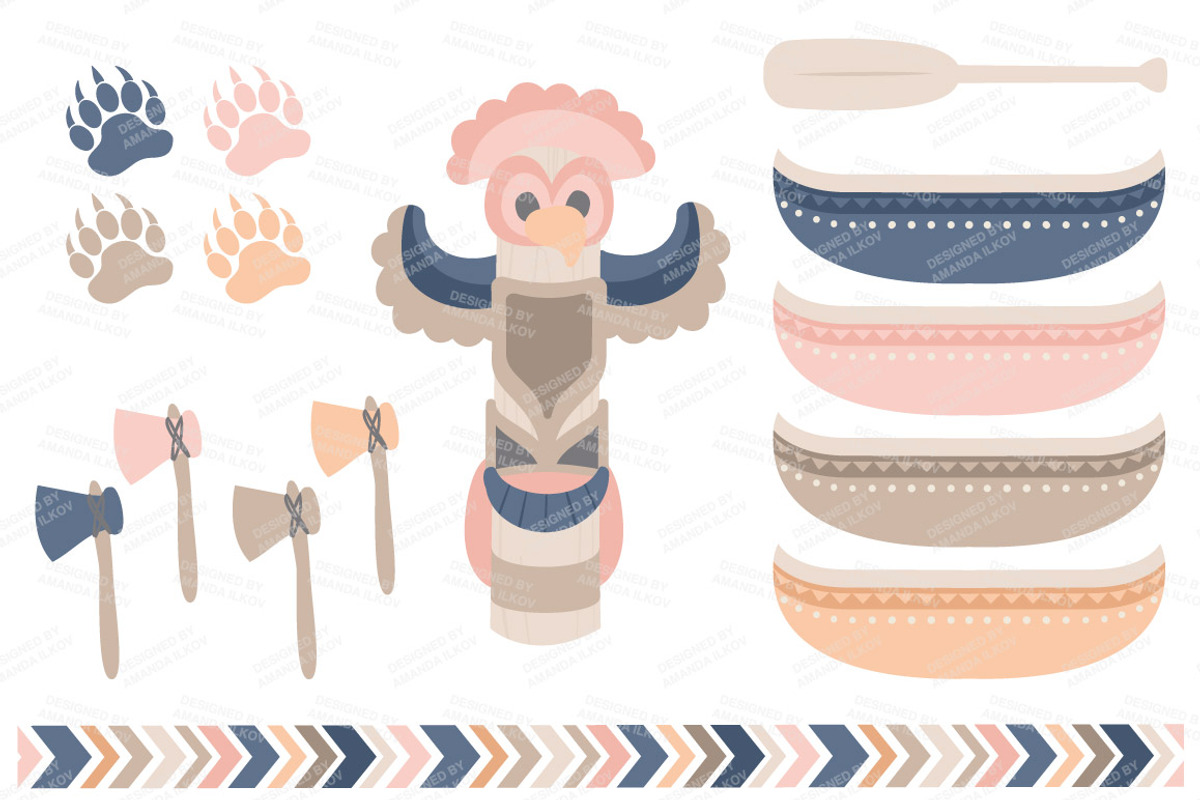 Navy & Blush Tribal Clip Art, an Illustration by Amanda Ilkov (Photo 2 of 4)
