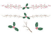 Red & Green Vector Holly & Textures, an Illustration by Amanda Ilkov (Thumbnail 4 of 5)