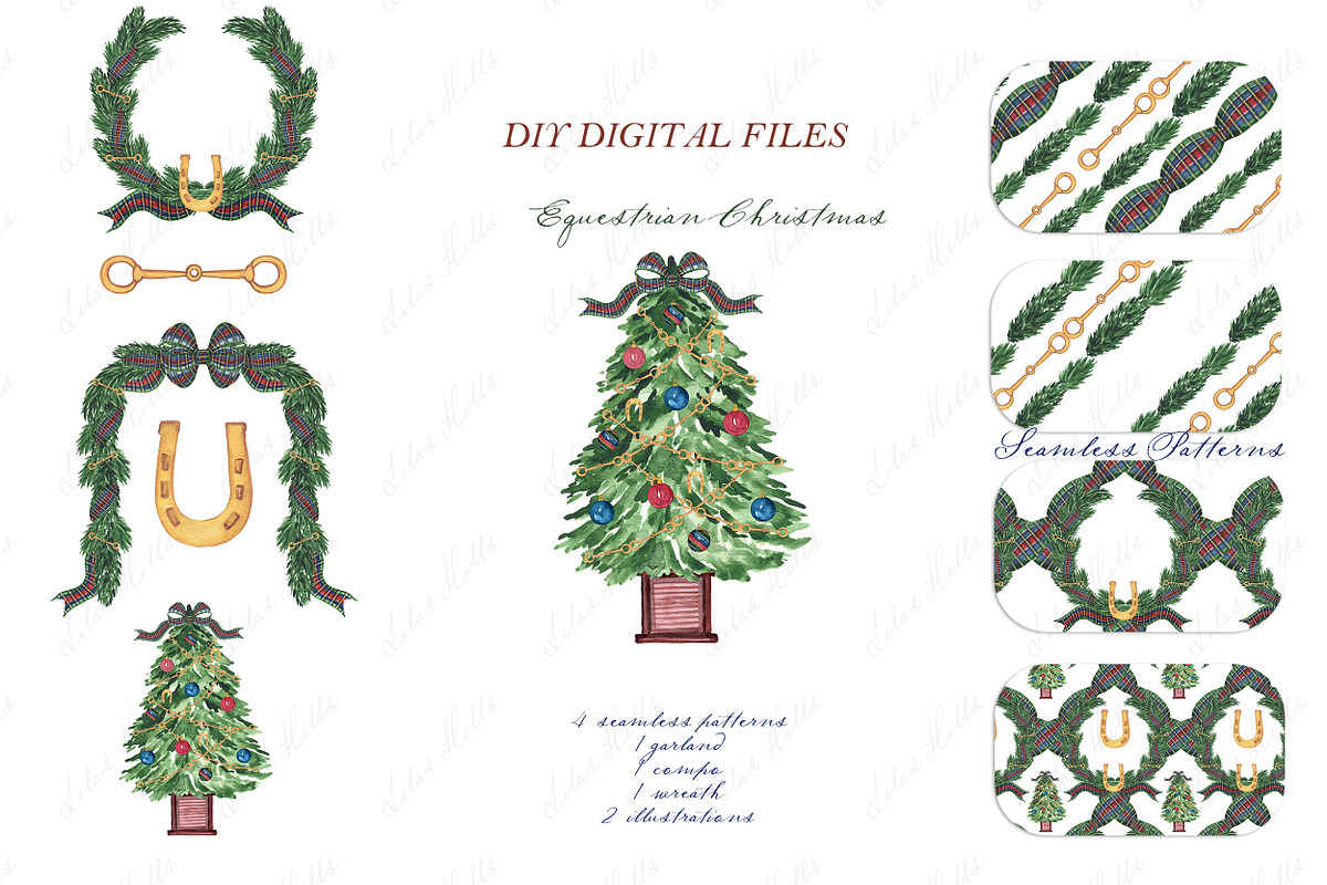 Tartan Equestrian Christmas Clipart, a Decorative Illustration by LABFcreations (Photo 4 of 4)