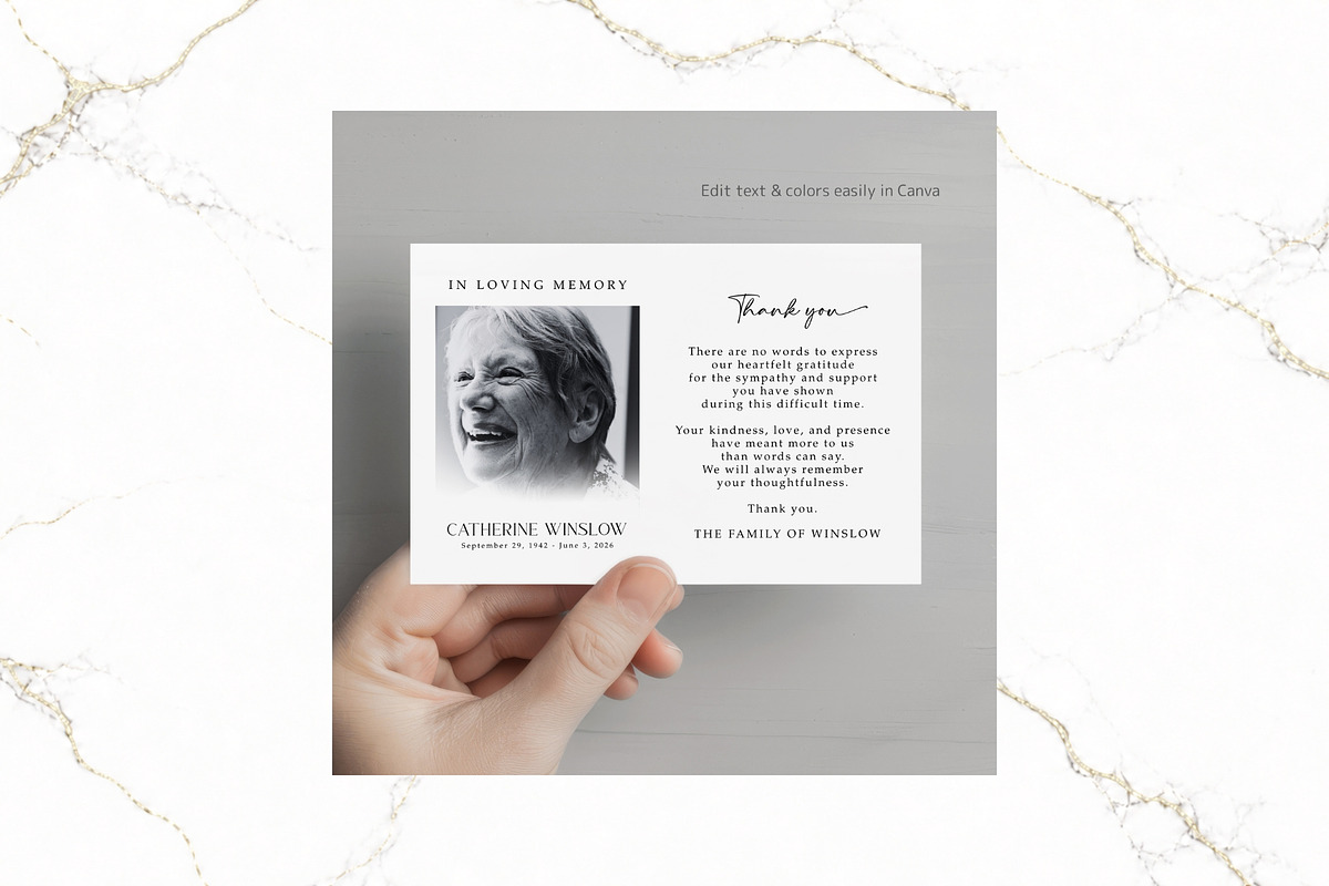 Funeral Thank You Card Canva FR006, a Poster Template by TyphoonStudio (Photo 4 of 6)