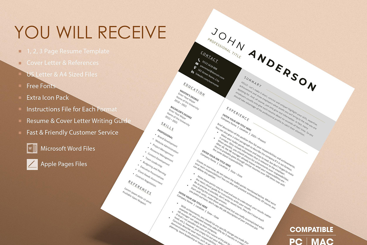 Modern Resume Template CV Design, a Resume Template by resumetemplathttps://d3es (Photo 4 of 9)