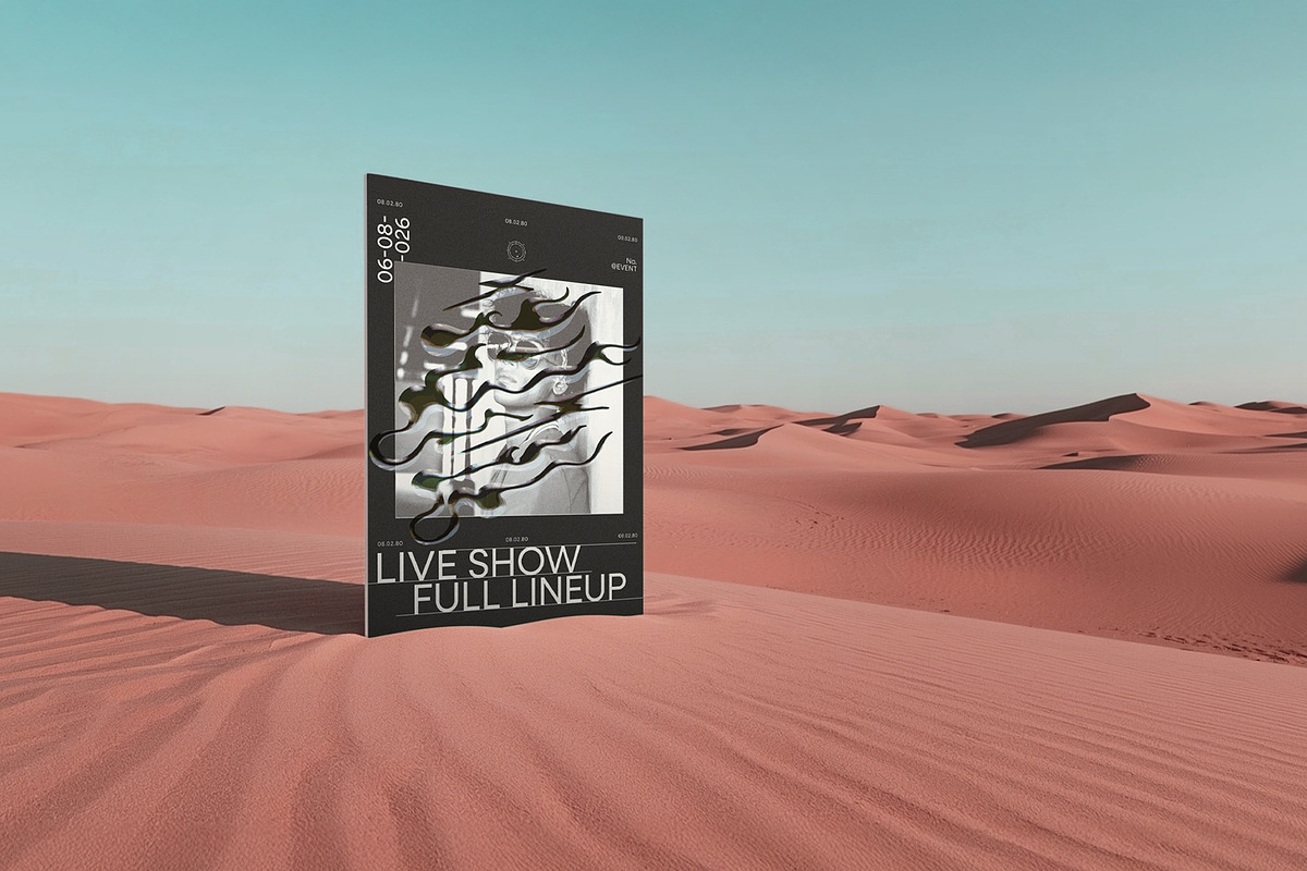 Surreal Desert Poster Mockup, an Advertising Mockup by wavebreak