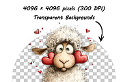 Whimsical Valentine Sheep Clipart, a Graphic by one-touch (Thumbnail 9 of 16)