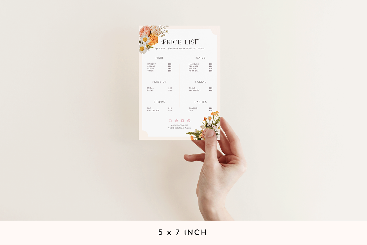 Floral Price List Canva Template, a Flyer Template by Hellohastore (Photo 2 of 11)