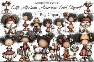 Cute African American Girl Clipart, an Illustration by designcity5