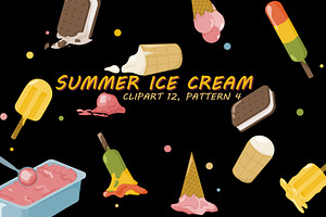 Summer Ice Cream Clipart, Pattern
