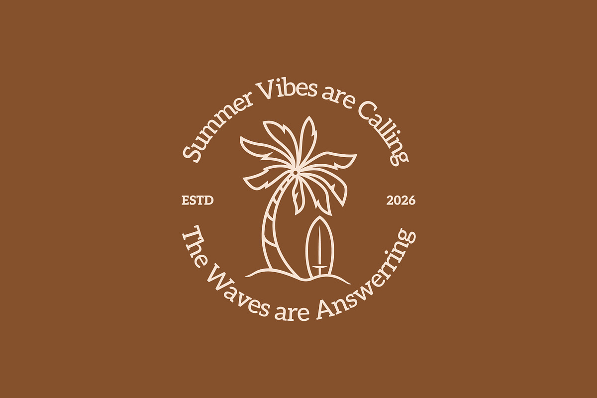 Summer vibes palmtree surfboard logo, a Branding & Logo Template by Signatoro (Photo 2 of 3)