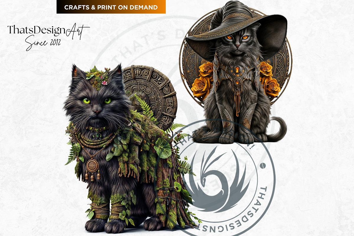 Black Cat Familiars clipart Set, an Animal Illustration by ThatsDesignArt (Photo 9 of 10)