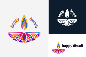 colorful vintage happy diwali logo, a Branding & Logo Template by Pyruos ID