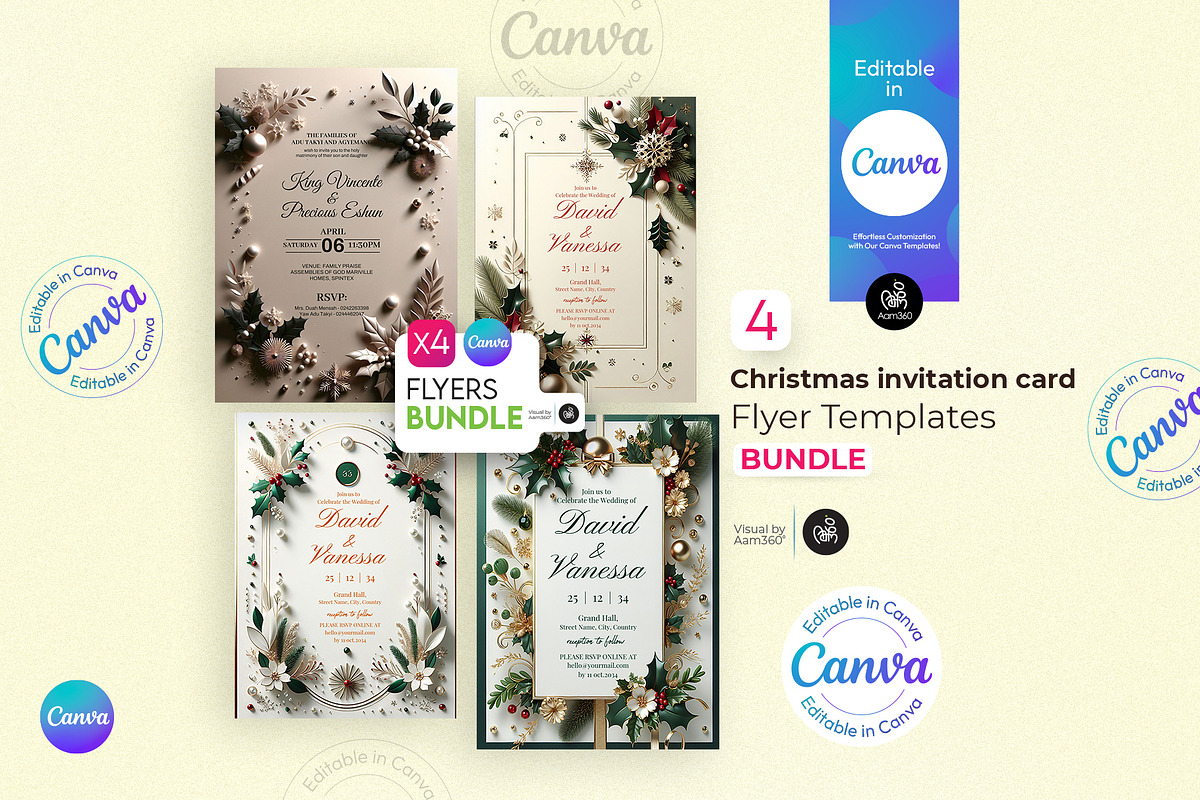 Christmas Wedding Invitation Flyer, a Flyer Template by Aam360 (Photo 1 of 5)