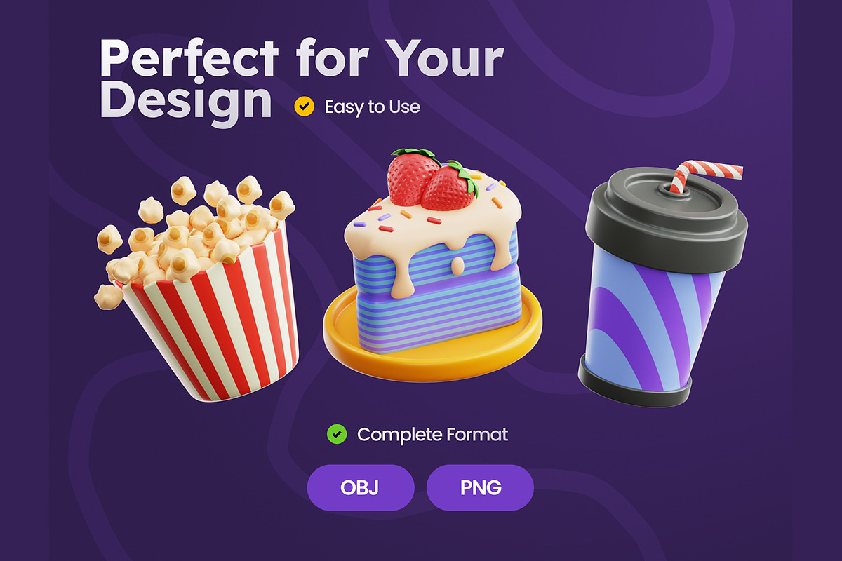 Fast Foods 3D Icons, a Food & Drink 3D Model by Rakata Studio (Photo 4 of 7)