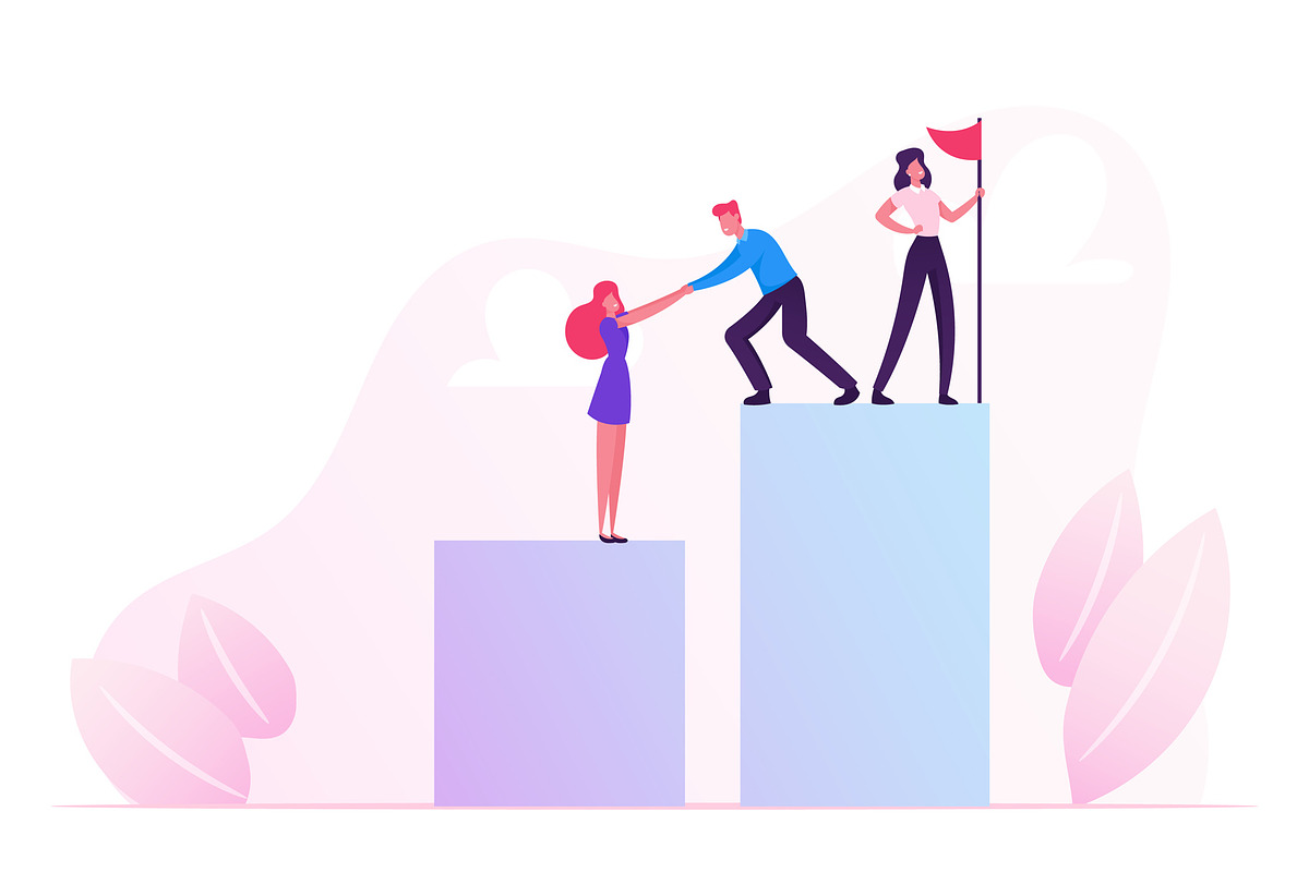 Business People Climbing Up, a Person Illustration by Double Bubble