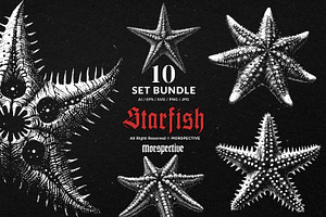 10 Bundle Dark Art Starfish Ocean, an Illustration by Morspective