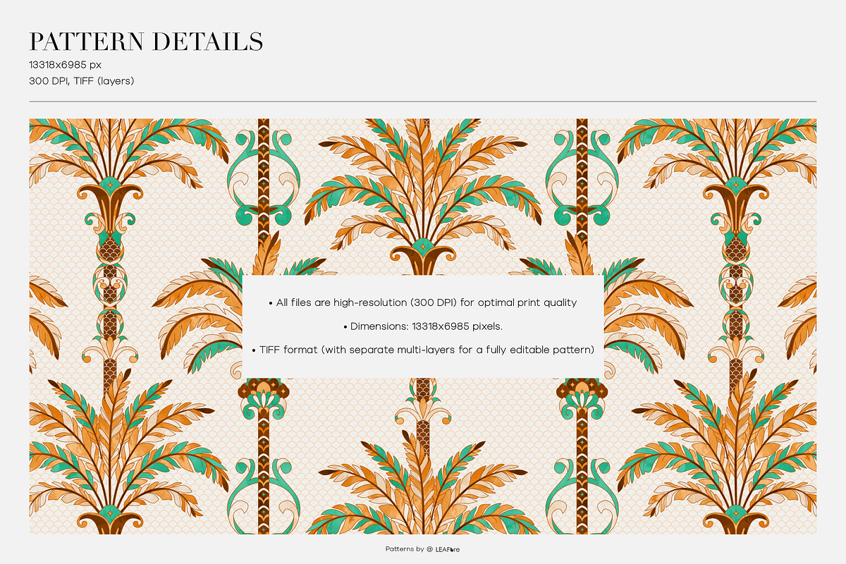 Coqueiro | Hand Drawn Luxury Prints, a Pattern Graphic by LEAFure (Photo 3 of 11)