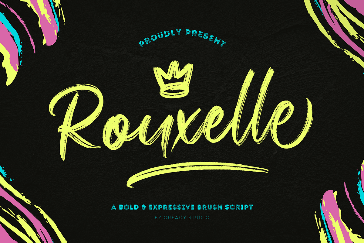 Rouxelle – A Bold & Expressive Brush, a Script Font by Creacy Studio (Photo 1 of 10)