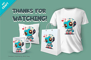 Cartoon robot in love. T-Shirt, PNG,, an Animal Illustration by KENO Mascots (Thumbnail 3 of 3)
