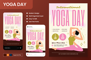 International Yoga Day Flyer Set, a Flyer Template by Annora Studio