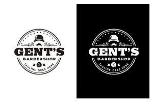 Retro Hipster Barbershop Logo Design