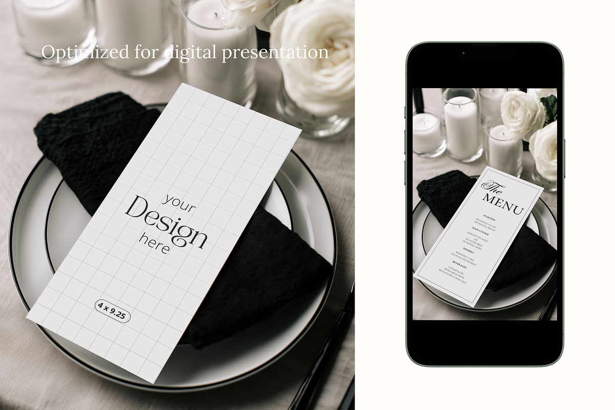 Black & White Wedding Menu Mockup, an Advertising Mockup by Serenefeeling (Photo 5 of 6)