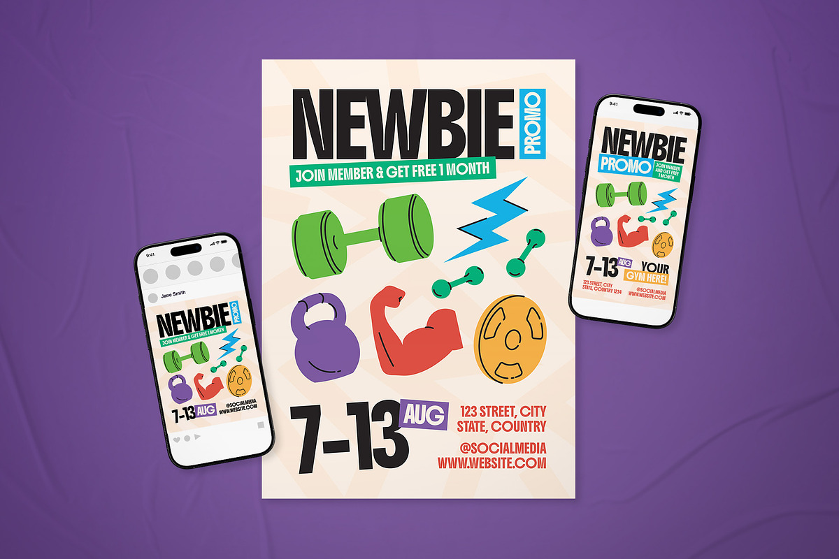 New Member Gym Promotion Flyer Set, a Flyer Template by The Good Store (Photo 1 of 2)