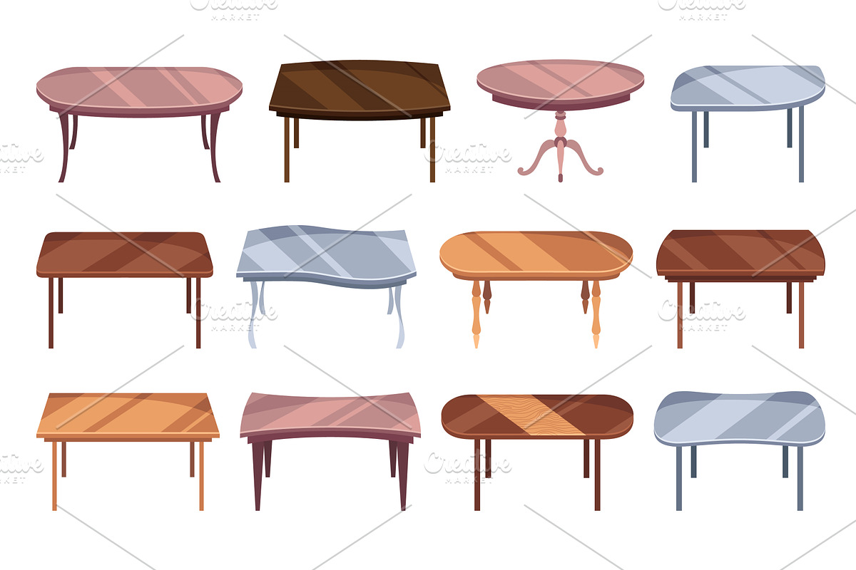 Tables furniture of wood, interior, an Object Illustration by the8monkey