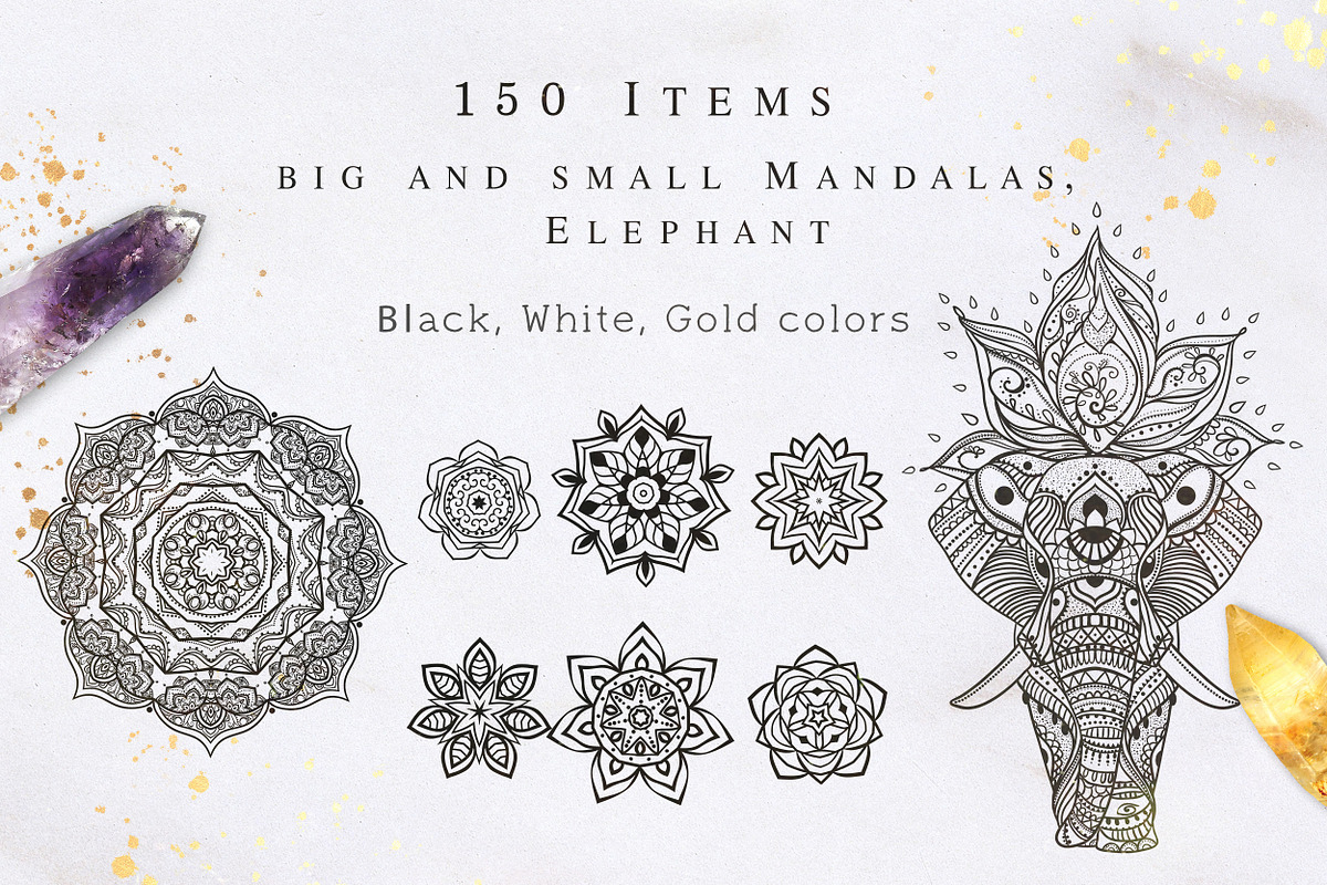 150 items. Mandalas and Elephant, an Animal Illustration by anvinoart (Photo 1 of 10)