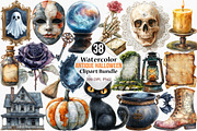 Watercolor Antique Halloween Clipart, an Illustration by Canvas Craft (Thumbnail 1 of 7)