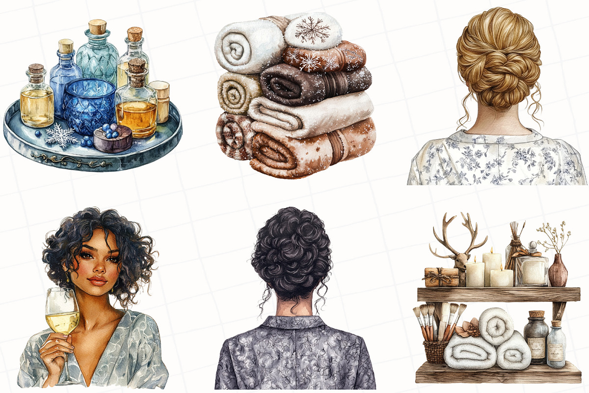 Cozy Winter Spa Clipart, an Illustration by OK Design (Photo 4 of 5)
