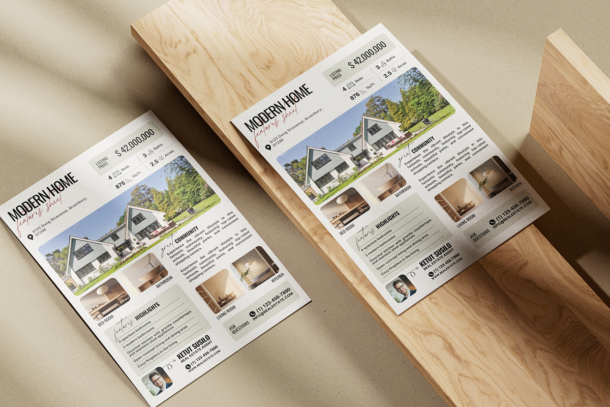 Real Estate Flyer Home Feature Sheet, a Flyer Template by Prapti Design (Photo 6 of 10)