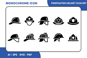 Firefighter Helmet Icon Set, a Solid Icon by Fontmine Studio