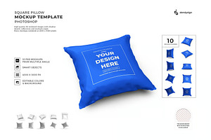 Square Pillow Mockup Template Set, a Household Mockup by DesignRushMarket
