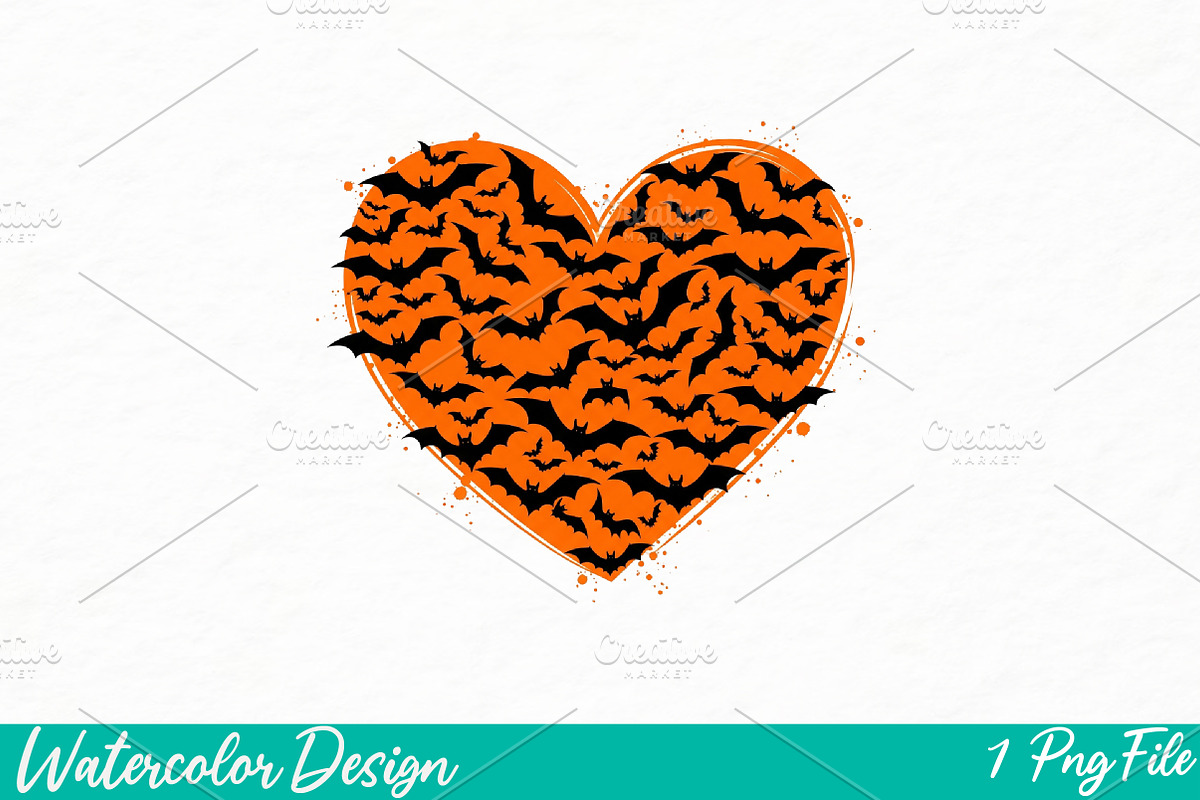 Brushstroke Halloween Bats Png, an Illustration by Watercolor design (Photo 1 of 3)