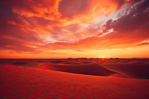 Sunset over the sand dunes in the Sa, a Photo by Iftikhar Alam