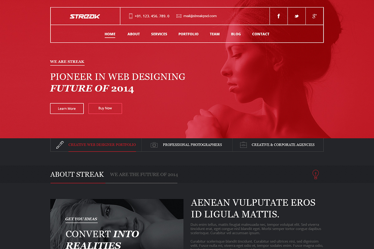 STREAK Single page PSD, a Templates & Theme by hsoft (Photo 2 of 3)