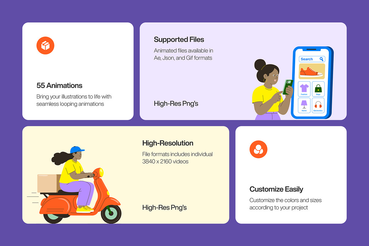 55 Animated E-Commerce Flat, a Person Illustration by Brickclay (Photo 2 of 4)