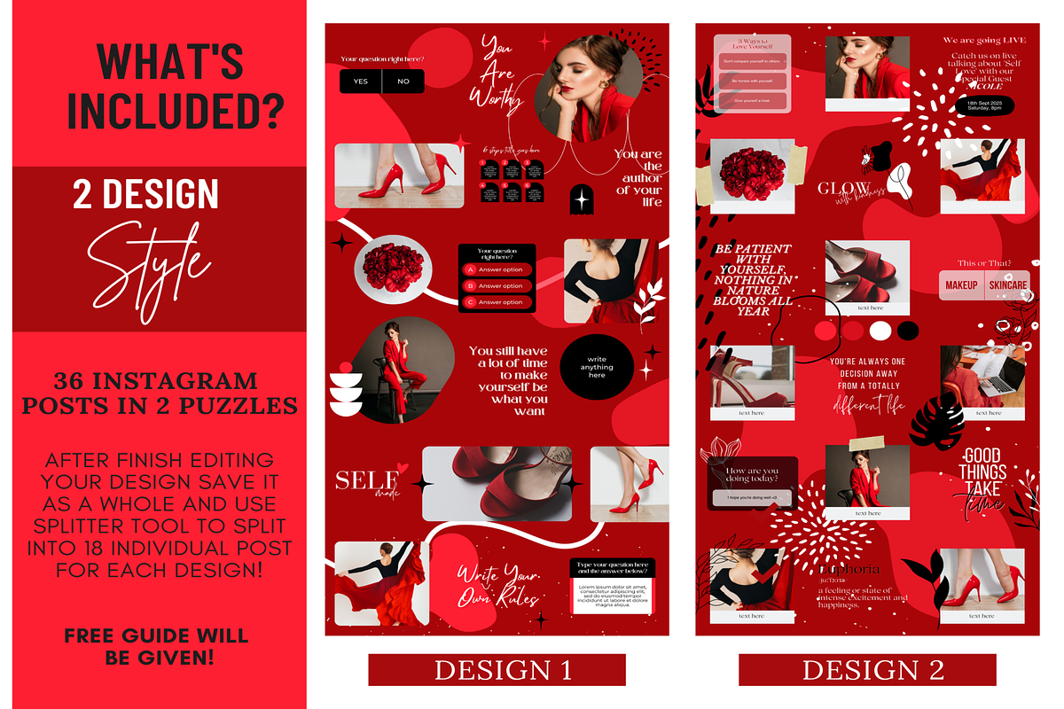 Red Instagram Puzzle Post Template, a Social Media Template by LushBury (Photo 2 of 5)