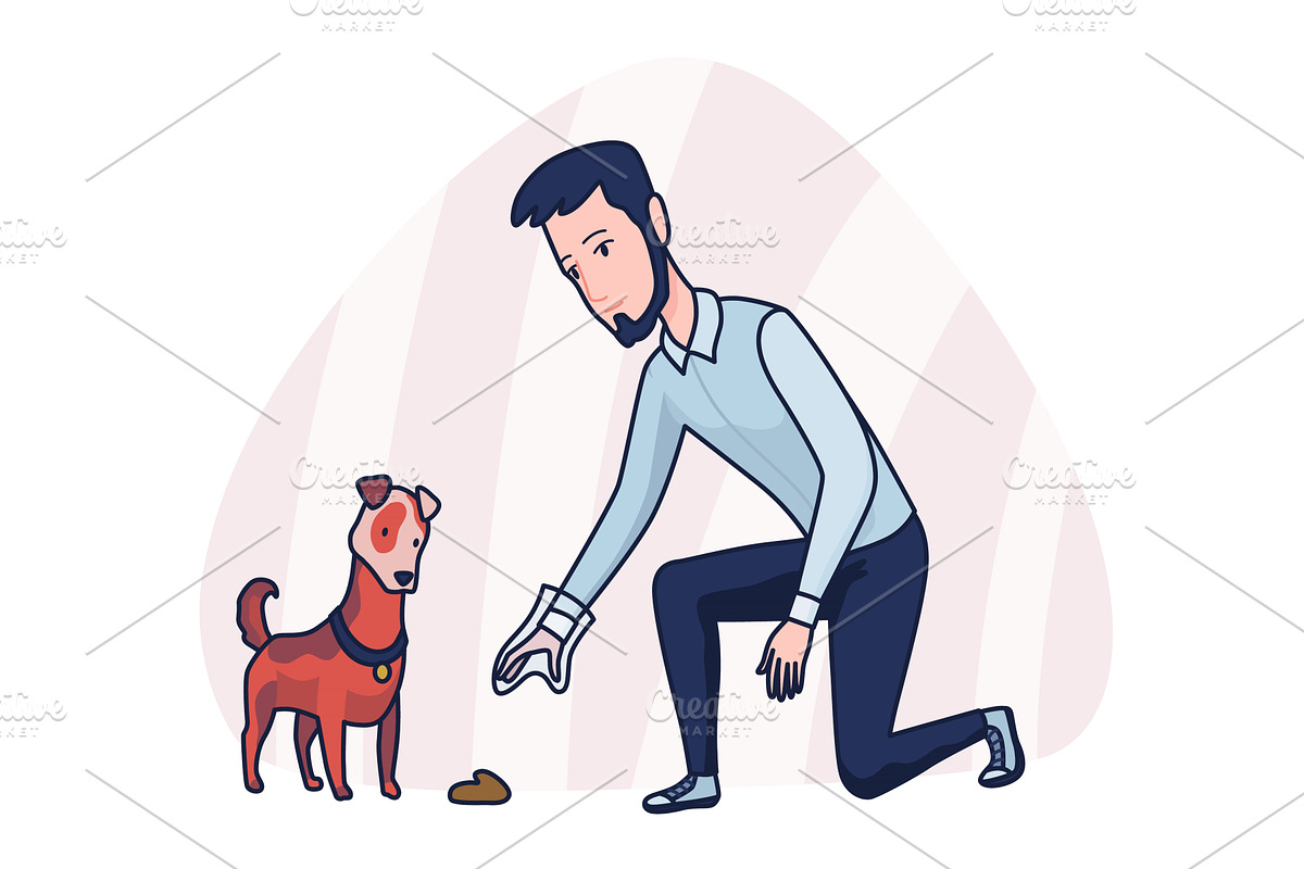 Cleaning after dog. Pet owner, an Animal Illustration by the8monkey