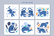 Blue tiger | Vector Collection, an Animal Illustration by katieromanoff_art (Thumbnail 4 of 11)
